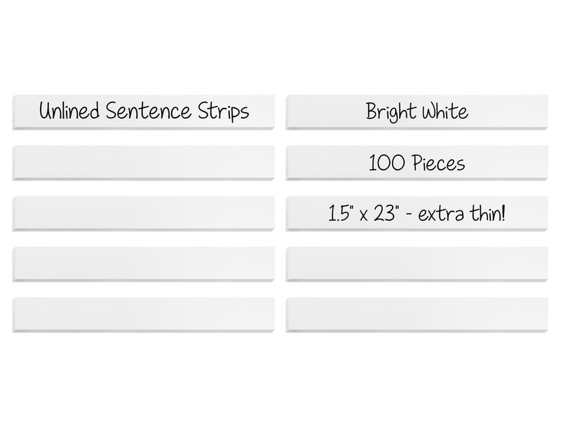 Hygloss Products White Sentence Strips - Great for Kids Arts and Crafts, Decorations, Classroom Activities - Cardstock - Unlined Thin Strip - 1.5" High x 23" Long Size - 100 Pieces - Image 1